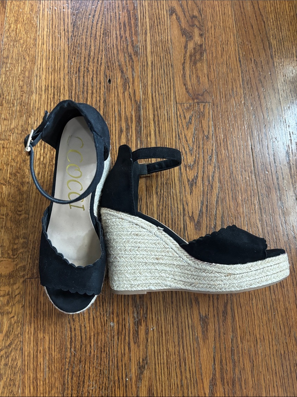 Black Suede Espadrille Wedges